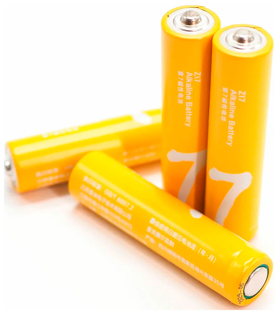 Батарейки алкалиновые Zmi Rainbow Zi7 4 шт. AA7, желтые батарейки алкалиновые xiaomi zmi rainbow z15aa z17aaa 12 12 шт цветные
