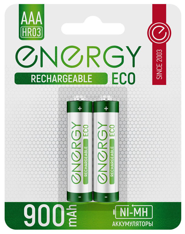 Аккумулятор Energy Eco NIMH-900-HR03/2B АAА 2шт 104987 батарейка aaa мизинчиковая lr03 1 5 в 4 шт