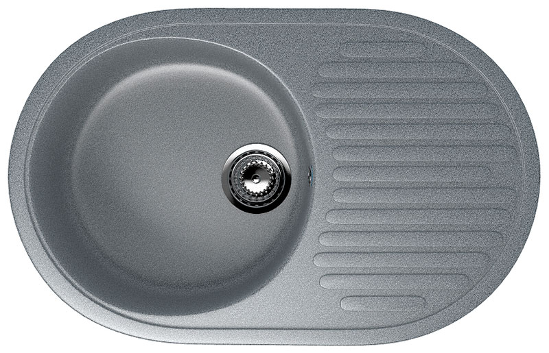 Изображение товара Кухонная мойка Ulgran U-107 темно-серого цвета овальная врезная 1-секционная