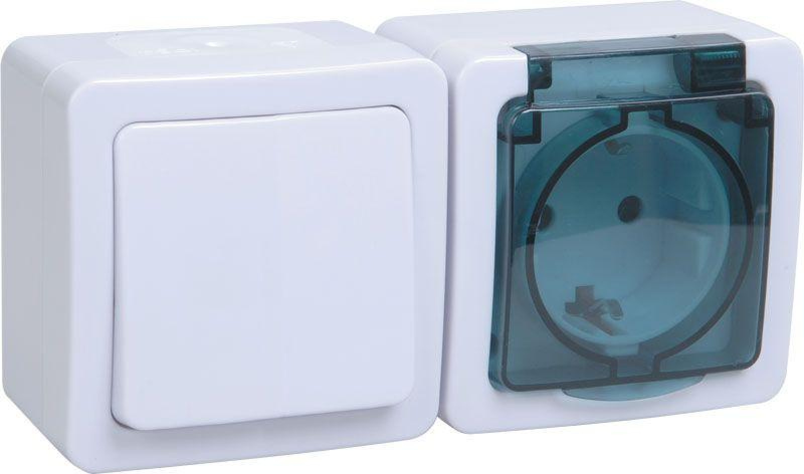 Изображение товара Блок комбинированный IEK Блок ОП выключатель 1-кл. и розетка с заземл. контактом