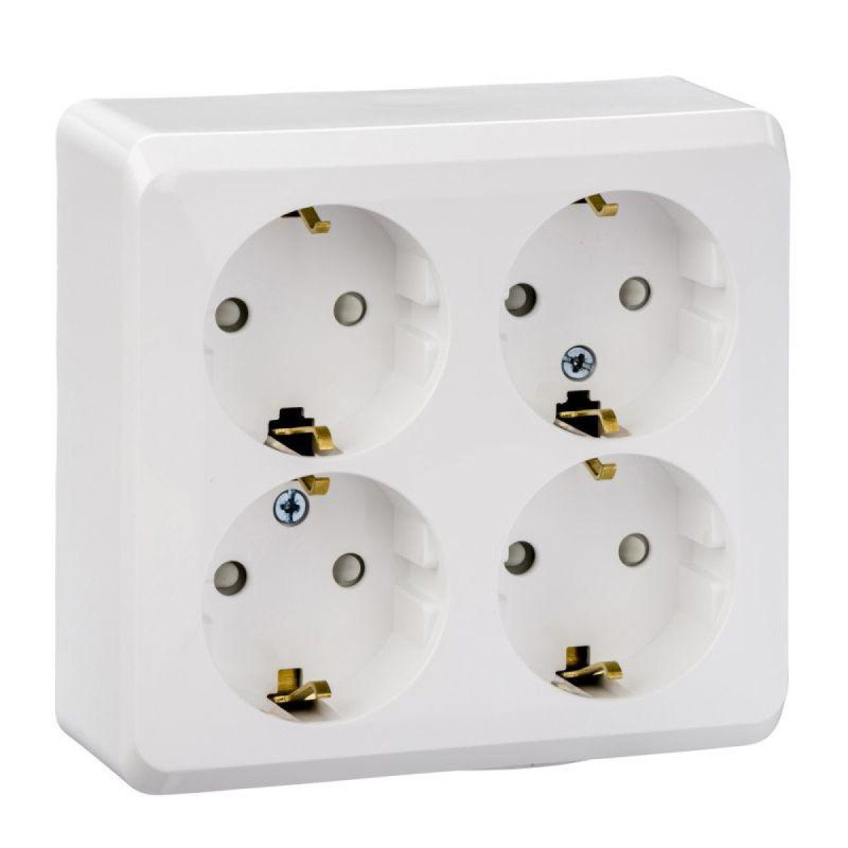 Изображение товара Розетка Systeme Electric 4-м ОП Этюд 16А 250В с заземлением и шторками белая