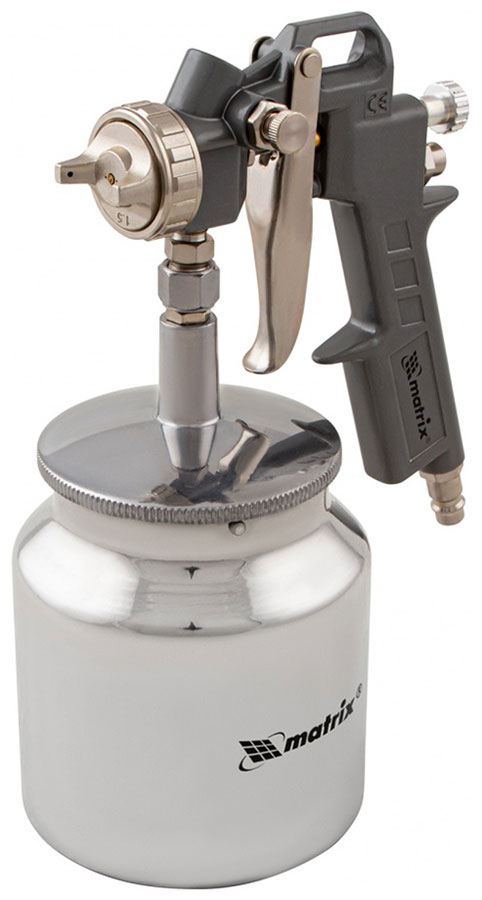 Изображение товара Краскораспылитель Matrix пневматический с нижним бачком 0,75 л 3 сменных сопла