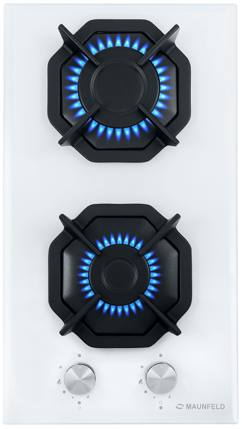 Изображение товара Газовая варочная панель Maunfeld EGHG.32.2CW G белая 2 конфорки стеклянная Италия