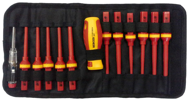 Изображение товара Набор диэлектрических отверток Berger 13 предметов BG1064 для электромонтажа