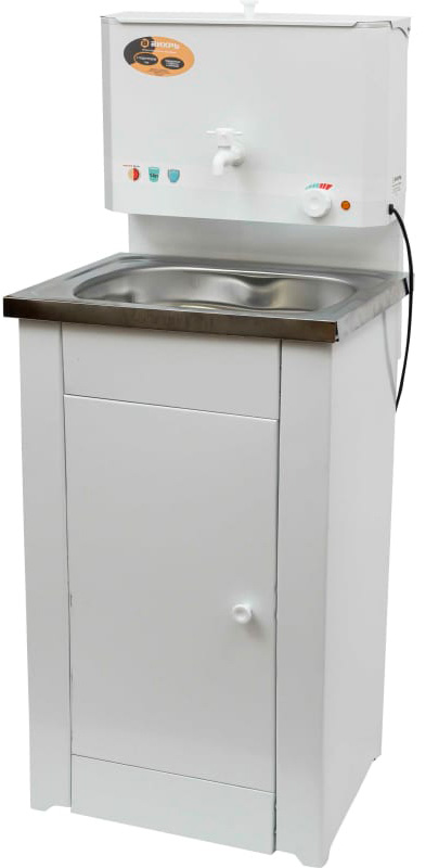 Изображение товара Умывальник дачный Вихрь КОМФОРТ, с подогревом, нержавеющая мойка, цвет белый 74/4/6