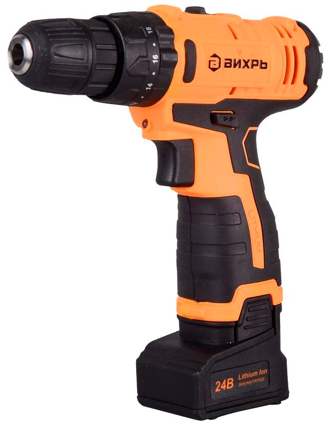 Изображение товара Дрель-шуруповерт Вихрь ДА-24Л-2КУ с аккумуляторами и кейсом