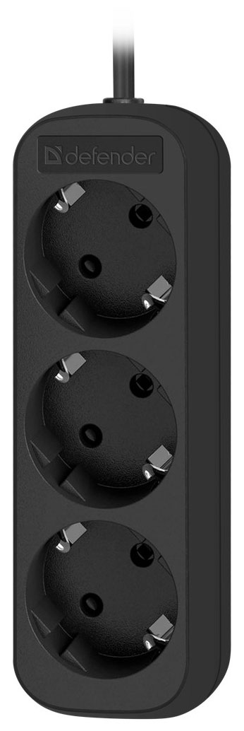 Изображение товара Удлинитель с заземлением Defender M330 3.0 м, 3 розетки, черный