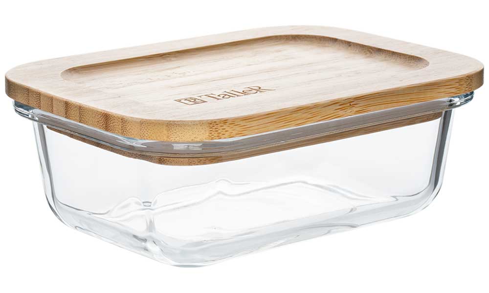 Изображение товара Контейнер для хранения продуктов TalleR TR-38131 жаропрочный стекло + бамбук 370 мл
