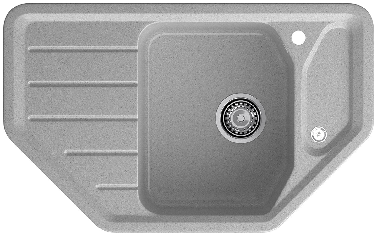 Изображение товара Кухонная мойка угловая GranFest CORNER 800E из мрамора серый врезная