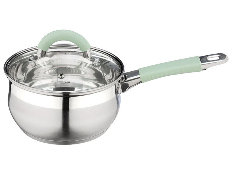 Изображение товара Ковш Mallony MENTOLO 1.9 л нержавеющая сталь, крышка, ручки силикон, универсальный