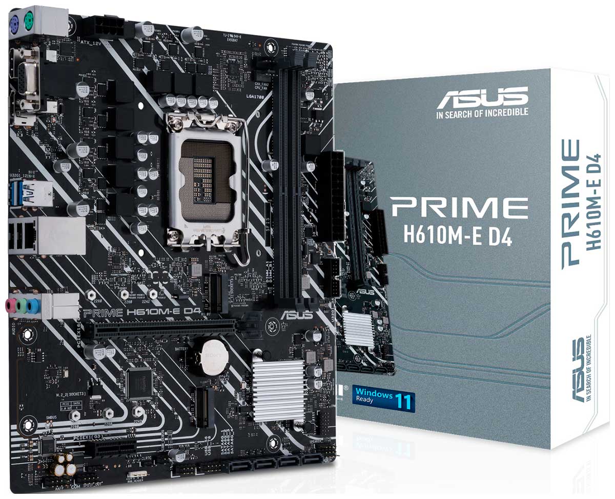 Изображение товара Материнская плата Asus PRIME H610M-E D4-CSM для процессоров LGA1700, Micro-ATX, DDR4