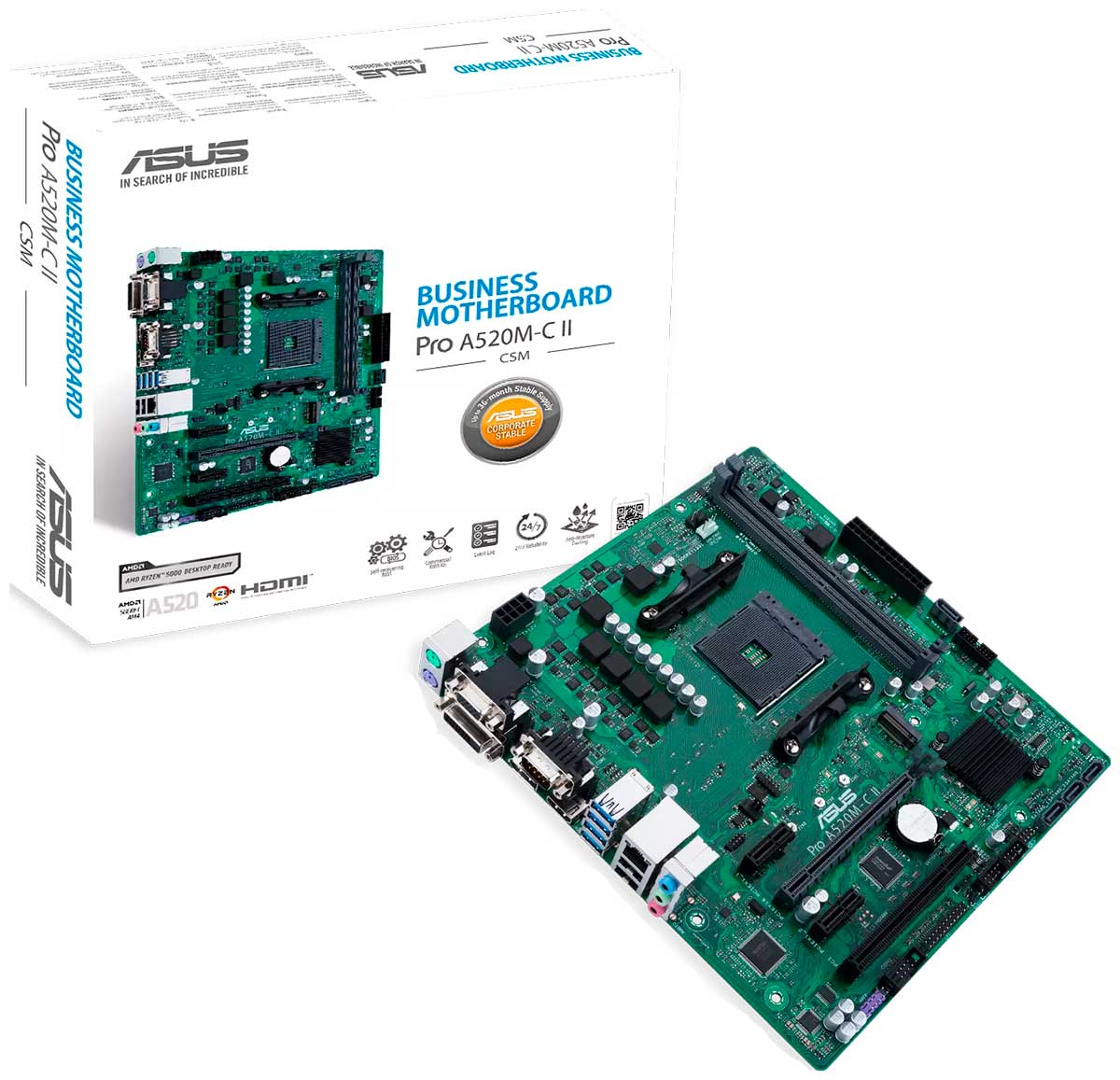 Изображение товара Материнская плата Asus PRO A520M-C II/CSM (AM4, mATX)