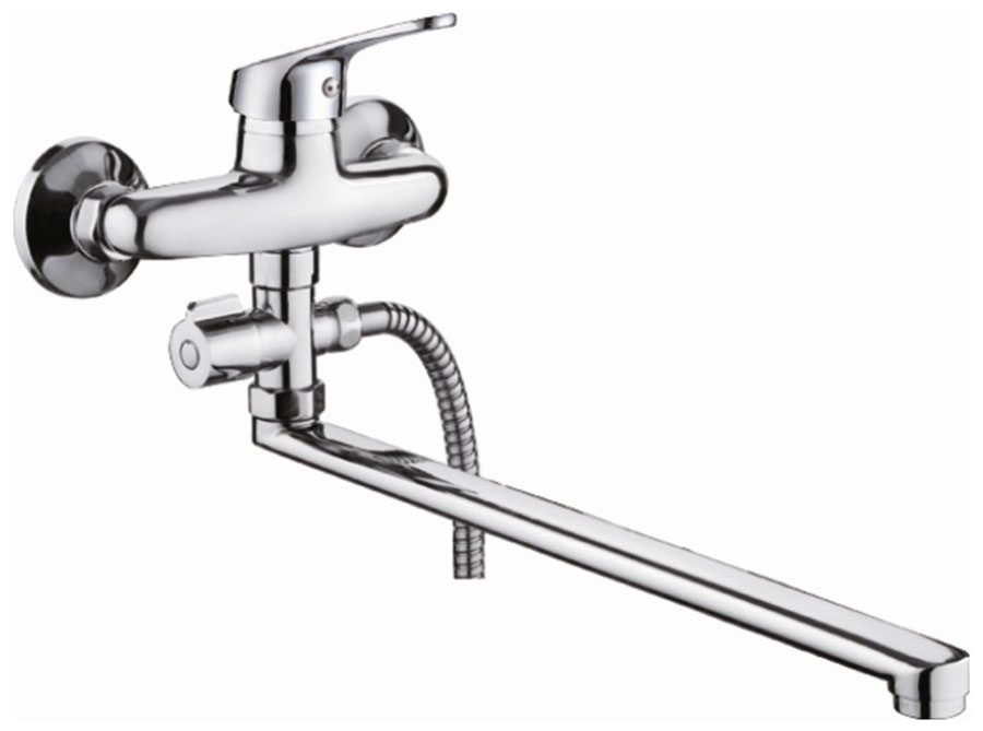 Изображение товара Смеситель для ванны D-Lin D140309-2 хром с поворотным изливом и душевым гарнитуром