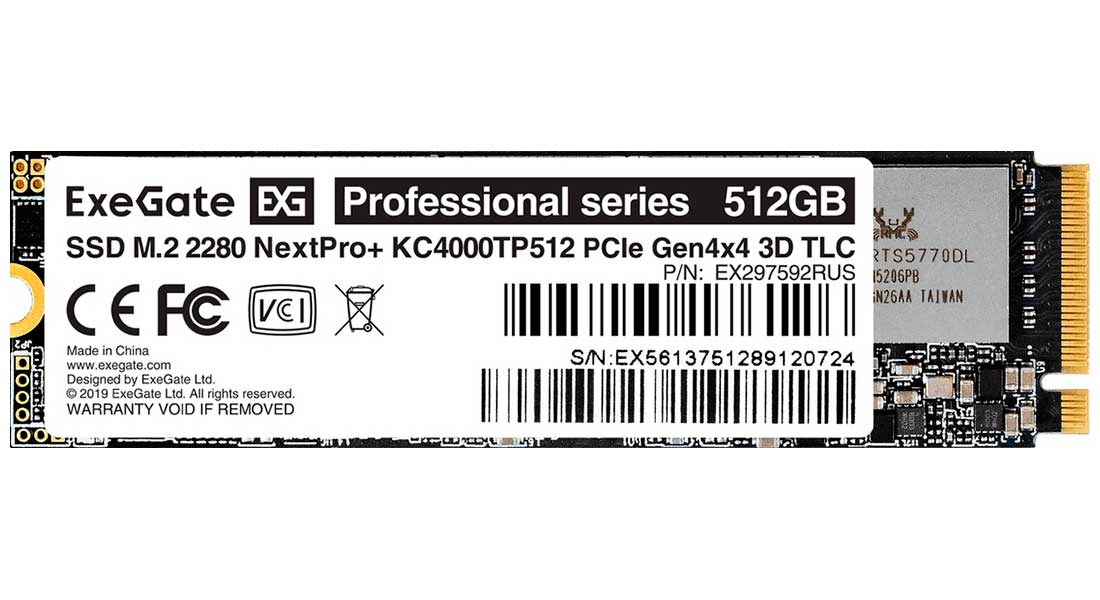 Изображение товара SSD накопитель ExeGate M.2 2280 512GB NextPro+ KC4000TP512 PCIe 4.0 (EX297592RUS)