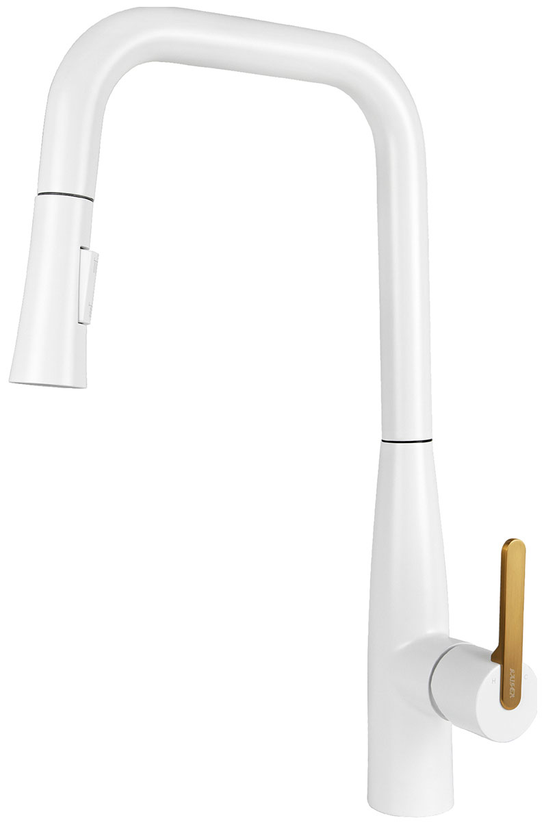 Изображение товара Кухонный смеситель Kaiser Claro с выдвижным изливом белый матовый