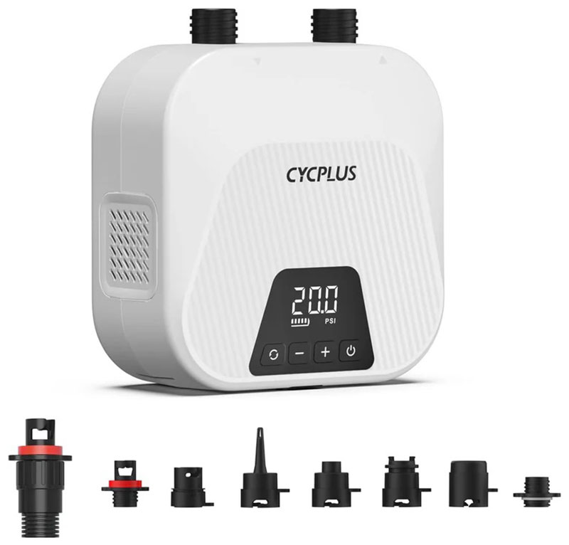 Изображение товара Насос для САП досок Cycplus D14 Pro, SUP (c аккумулятором) 20 PSI, (3 насадки для лодки, матрасов, палаток, каяка)