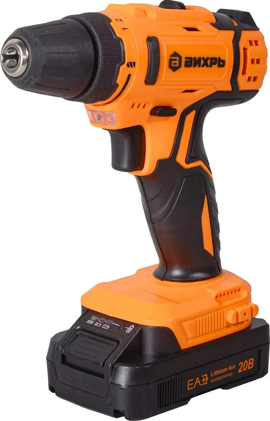 Изображение товара Дрель-шуруповерт аккумуляторная Вихрь ДА-20Л-2К/БП, 20 А/ч, бесщеточный двигатель, 70 Нм