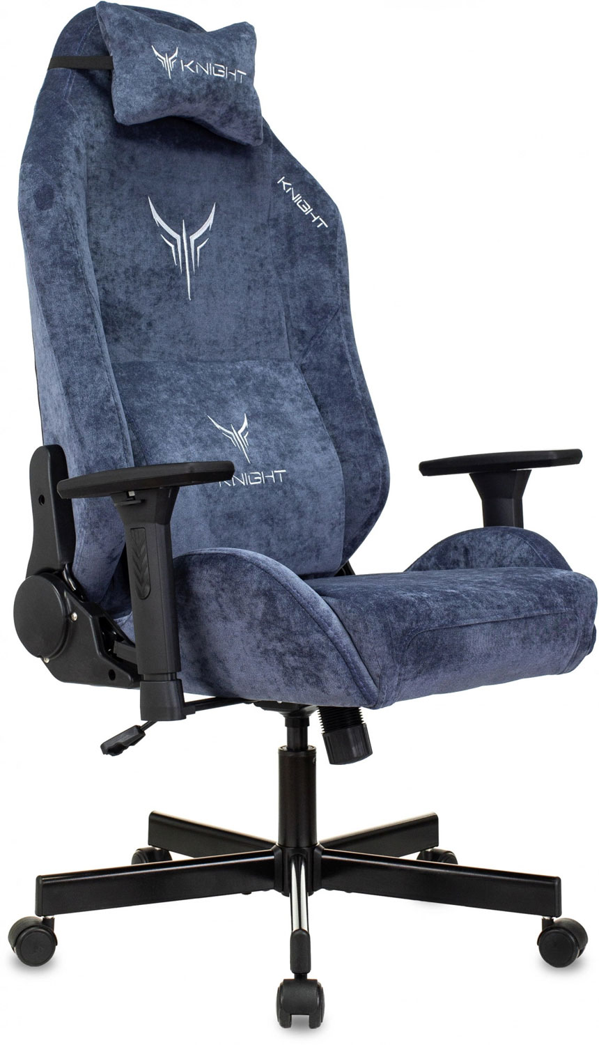 Изображение товара Кресло игровое Knight N1, Fabric, синий Light-27, с подголов., крестов. металл (KNIGHT N1 BLUE)