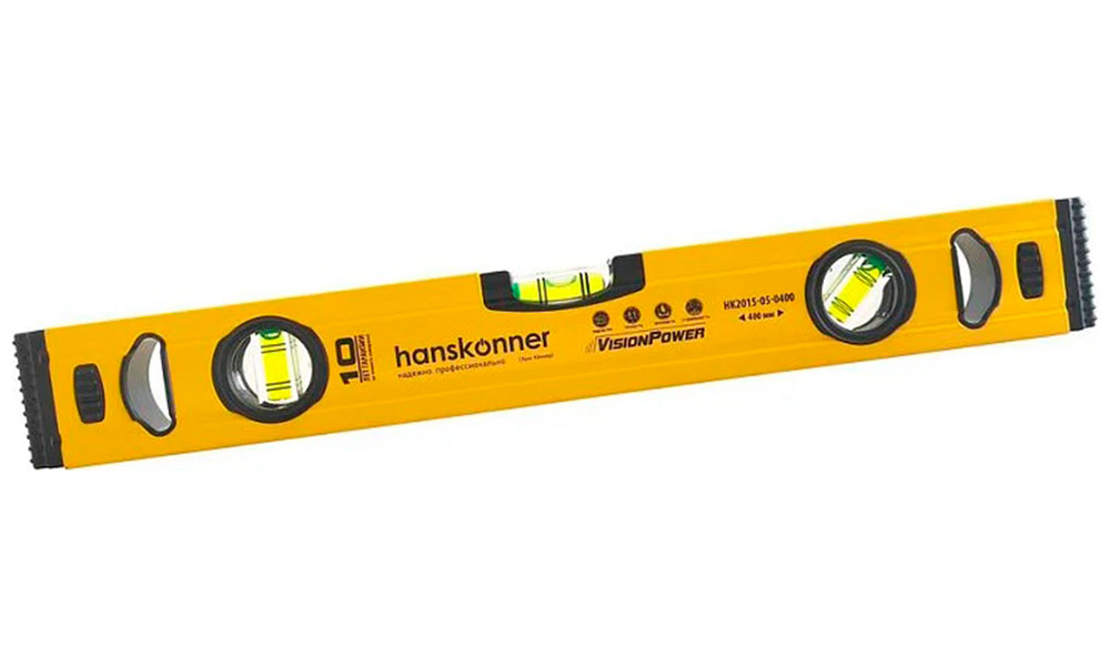 Изображение товара Уровень алюминиевый Hanskonner 400 мм, 3 колбы (HK2015-05-0400)