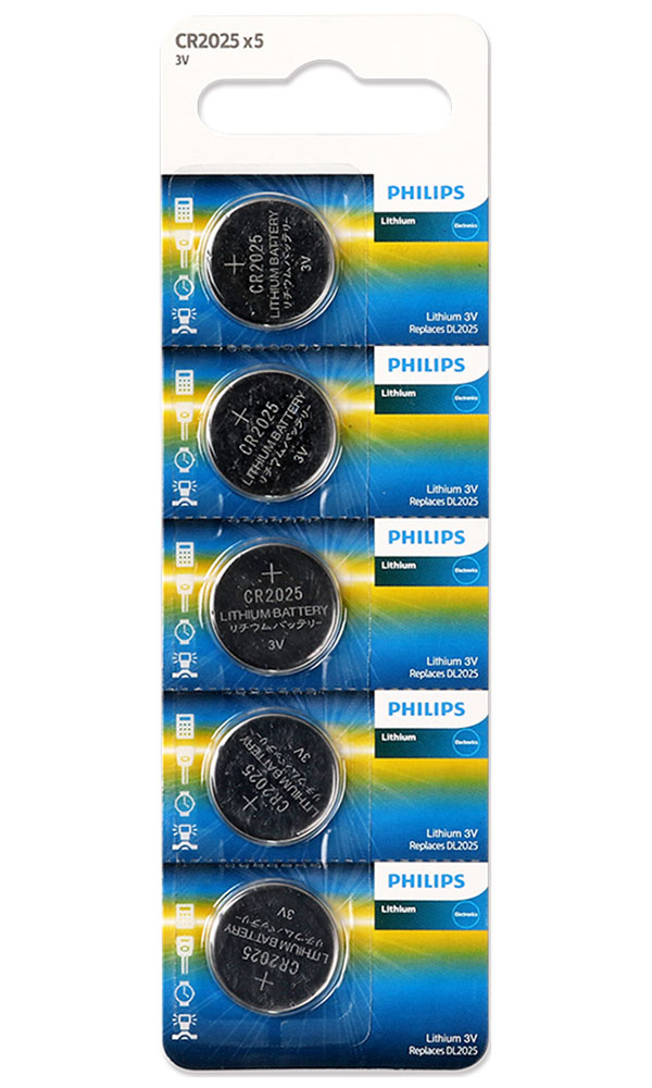Батарейки Philips плоские, CR2025, литиевые, 5 шт., в блистере (CR2025P5B/97) Батарейки Philips плоские, CR2025, литиевые, 5 шт., в блистере (CR2025P5B/97)