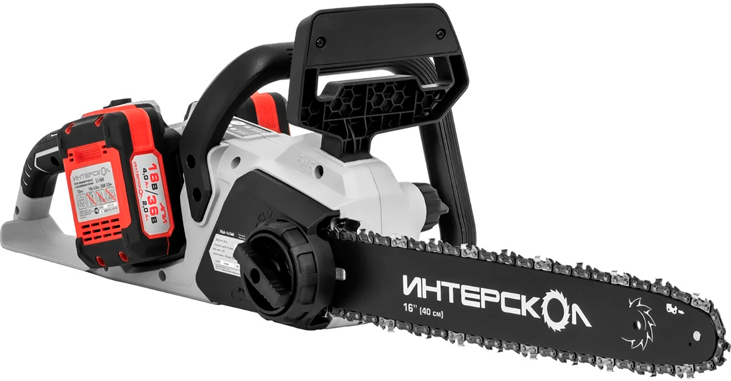 Изображение товара Аккумуляторная цепная пила Интерскол ПЦА-16/36V 40 см, Li-Ion, тормоз