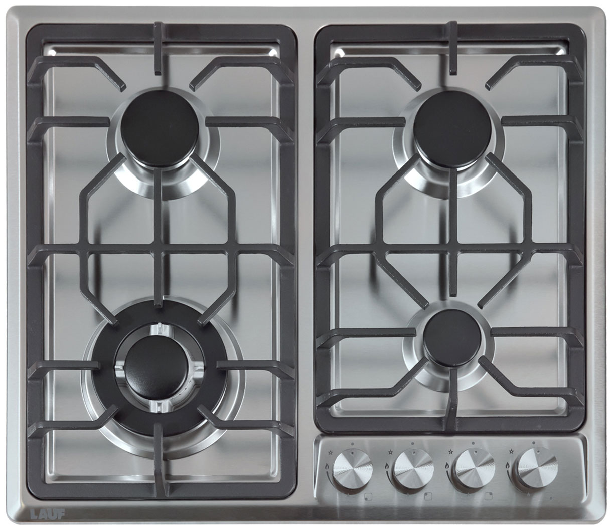 Изображение товара Газовая варочная панель Lauf PG-623 — 4 конфорки, WOK, нерж. сталь