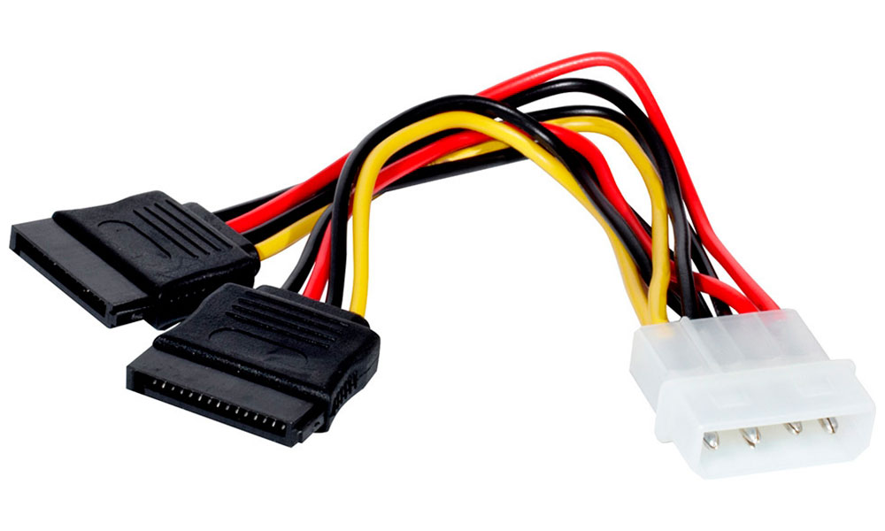 Изображение товара Кабель питания ExeGate EX-CC-SATA-PSY, Molex 4pin/2xSATA15pin, 015 м (EX138935RUS)