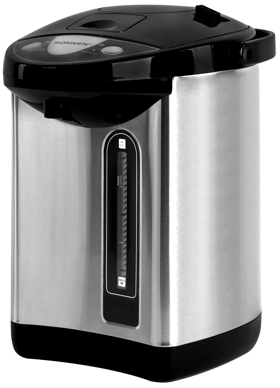 

Термопот Sonnen TP-38, 4л, 900 Вт, сталь, черный/серебристый (456710), Серебристый/черный