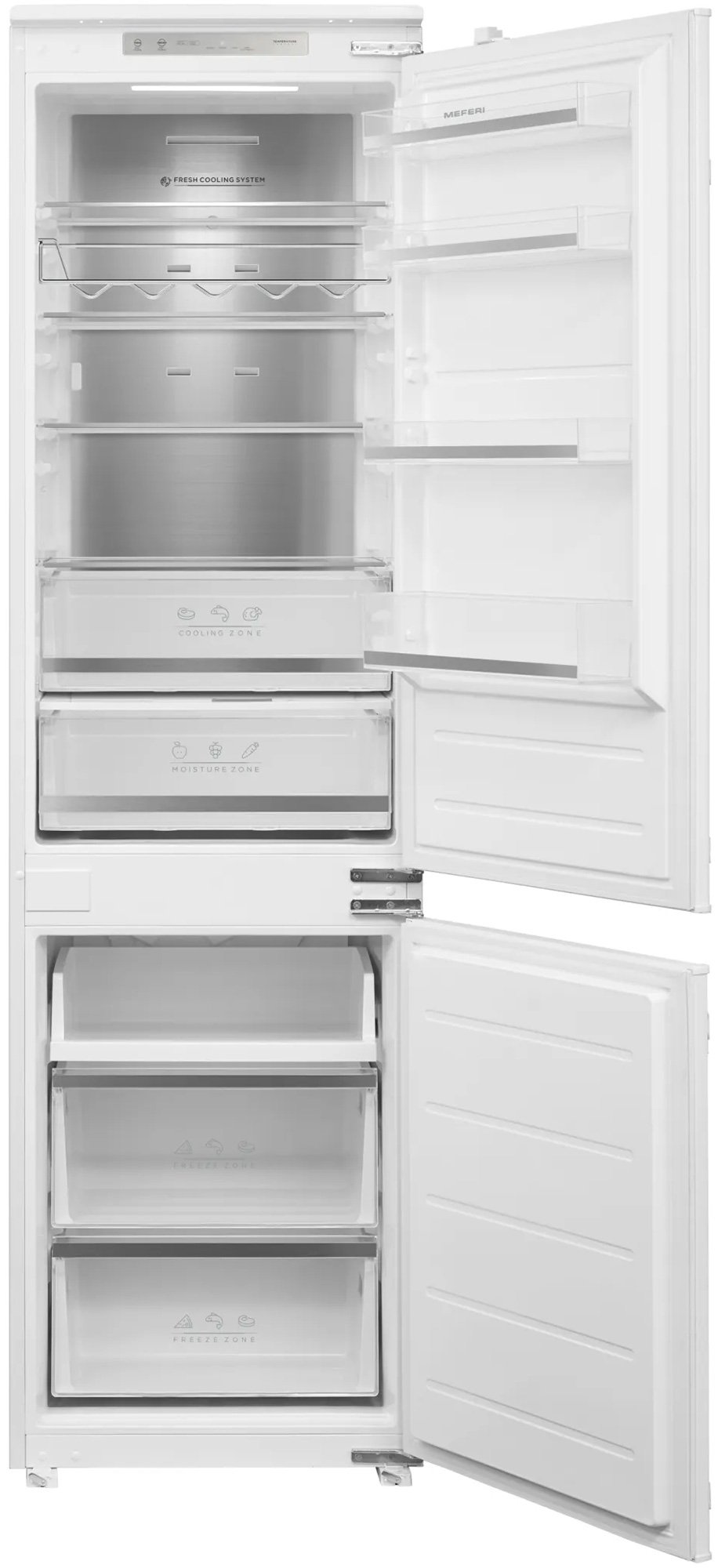 Изображение товара Встраиваемый двухкамерный холодильник Meferi MBR193 TOTAL NO FROST COMFORT Изображение товара Встраиваемый двухкамерный холодильник Meferi MBR193 TOTAL NO FROST COMFORT