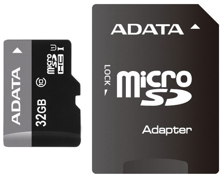 Изображение товара Карта памяти Adata microSDHC Class 10 32 GB + SD adapter (AUSDH 32 GUICL 10-RA1)
