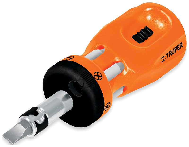 Изображение товара Миниотвертка Truper с храповым механизмом плюс 12 бит DTROM-12 18193