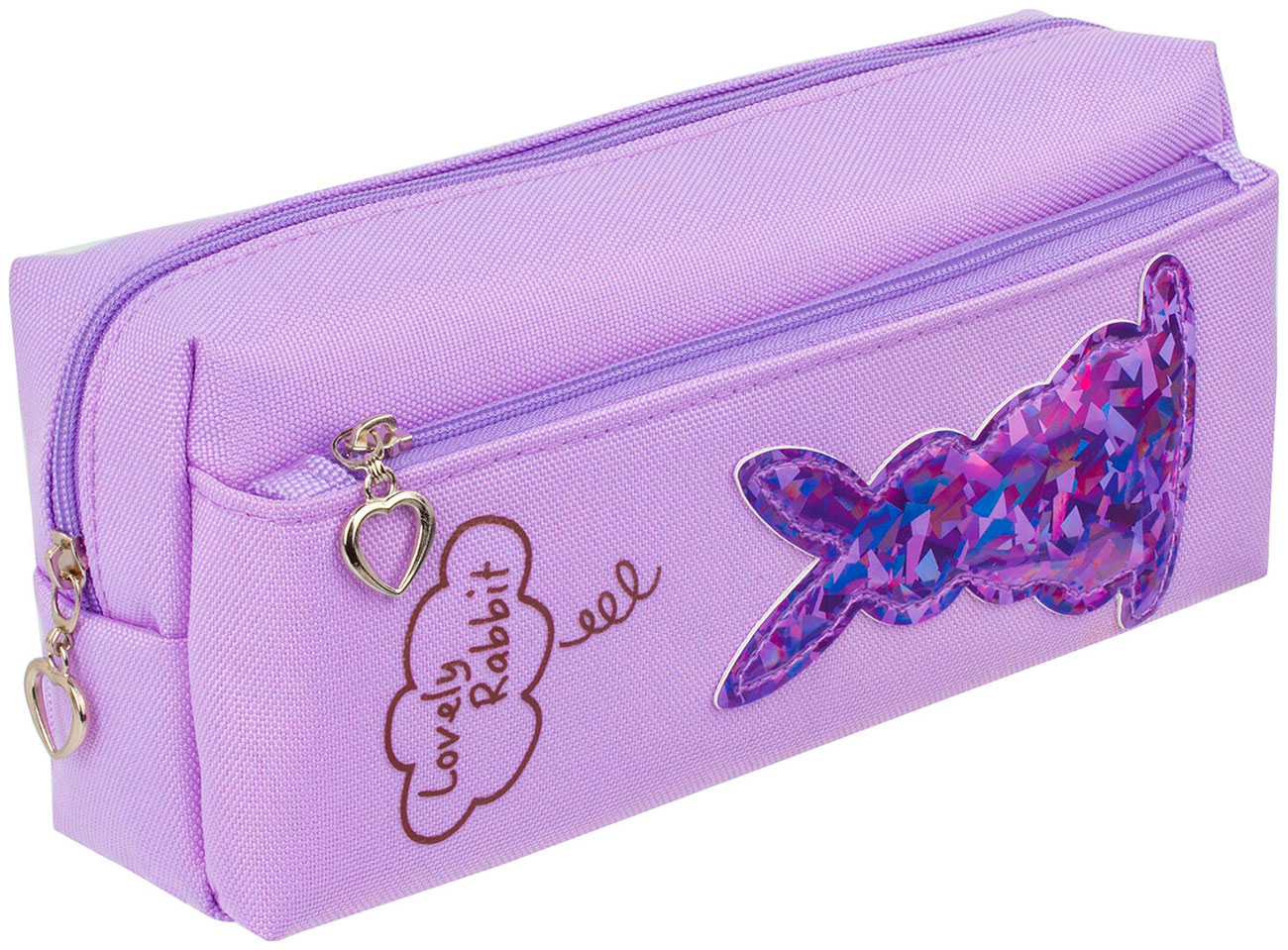 Изображение товара Пенал-косметичка Юнландия мягкий, "Зайка", фиолетовый, 20х7х9 см, 228989