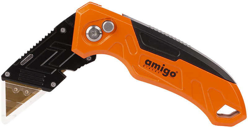 Изображение товара Строительный нож с трапециевидным лезвием Amigo 77201 складной инструмент