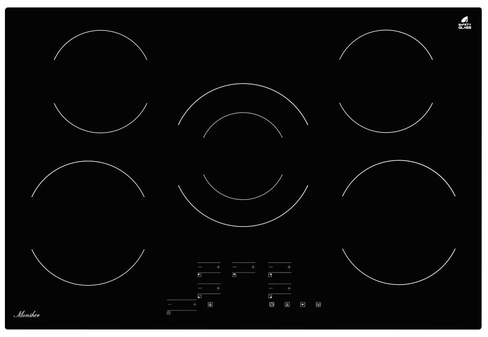 Изображение товара Электрическая варочная панель Monsher MHE 7002 5 конфорок сенсор触 управление стеклокерамика