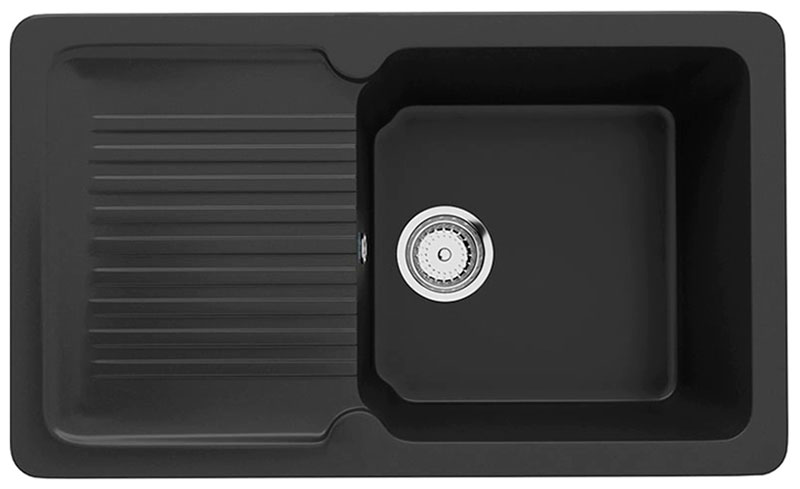 Изображение товара Кухонная мойка Ulgran U-506 ультра-черная прямоугольная врезная с крылом