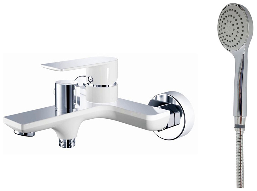 Изображение товара Смеситель для ванны Haiba HB505-8 белый с душевым гарнитуром