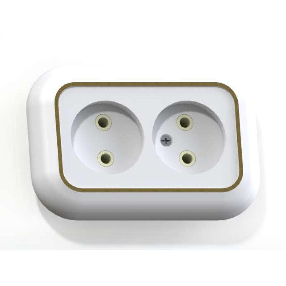Изображение товара Розетка 2-м СП Валентина РС10-393 Кунцево-Электро 10А IP20 белый золотой