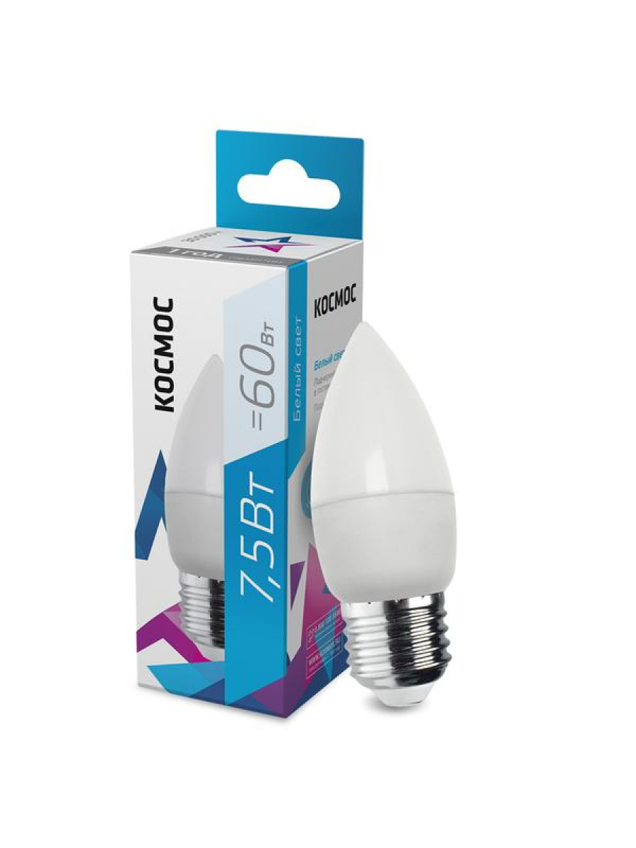 Изображение товара Светодиодная лампа Космос CN 7.5 Вт E27 4500K белая