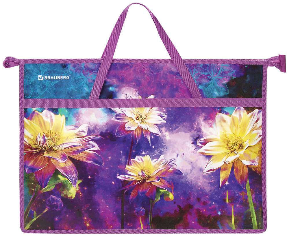 

Папка для рисунков и чертежей с ручками Brauberg А3 пластик молния сверху 270146, Сиреневый