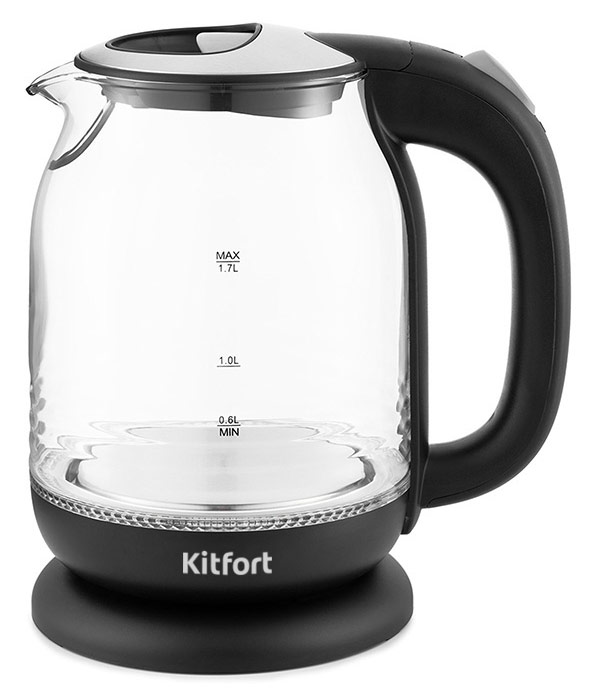 Чайник электрический Kitfort KT-654-5, серый чайник электрический kitfort kt 640 5 ежевичный