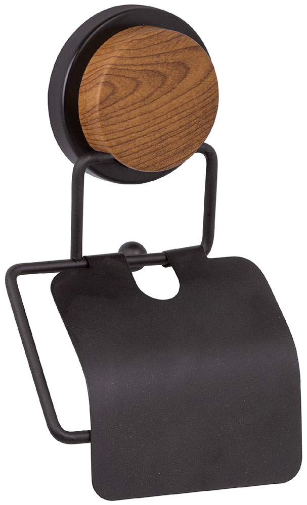 Изображение товара Держатель для туалетной бумаги Fixsen MAGIC WOOD с крышкой - без сверления, настенный крепеж