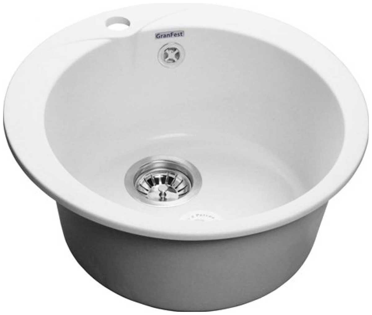 Изображение товара Кухонная мойка GranFest RONDO 480 из мрамора, 1 чашa, диаметр 116 мм