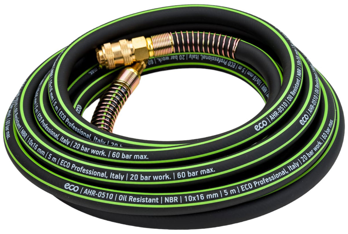 Изображение товара Шланг армированный маслостойкий Eco 10/16 мм с быстросъемным соединением, длина 5 м, AHR-0510