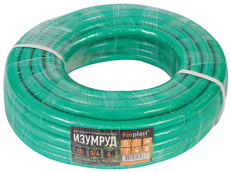 Изображение товара Шланг ПВХ ForPlast Изумруд, армированный, 3/4", 20 м (005249)