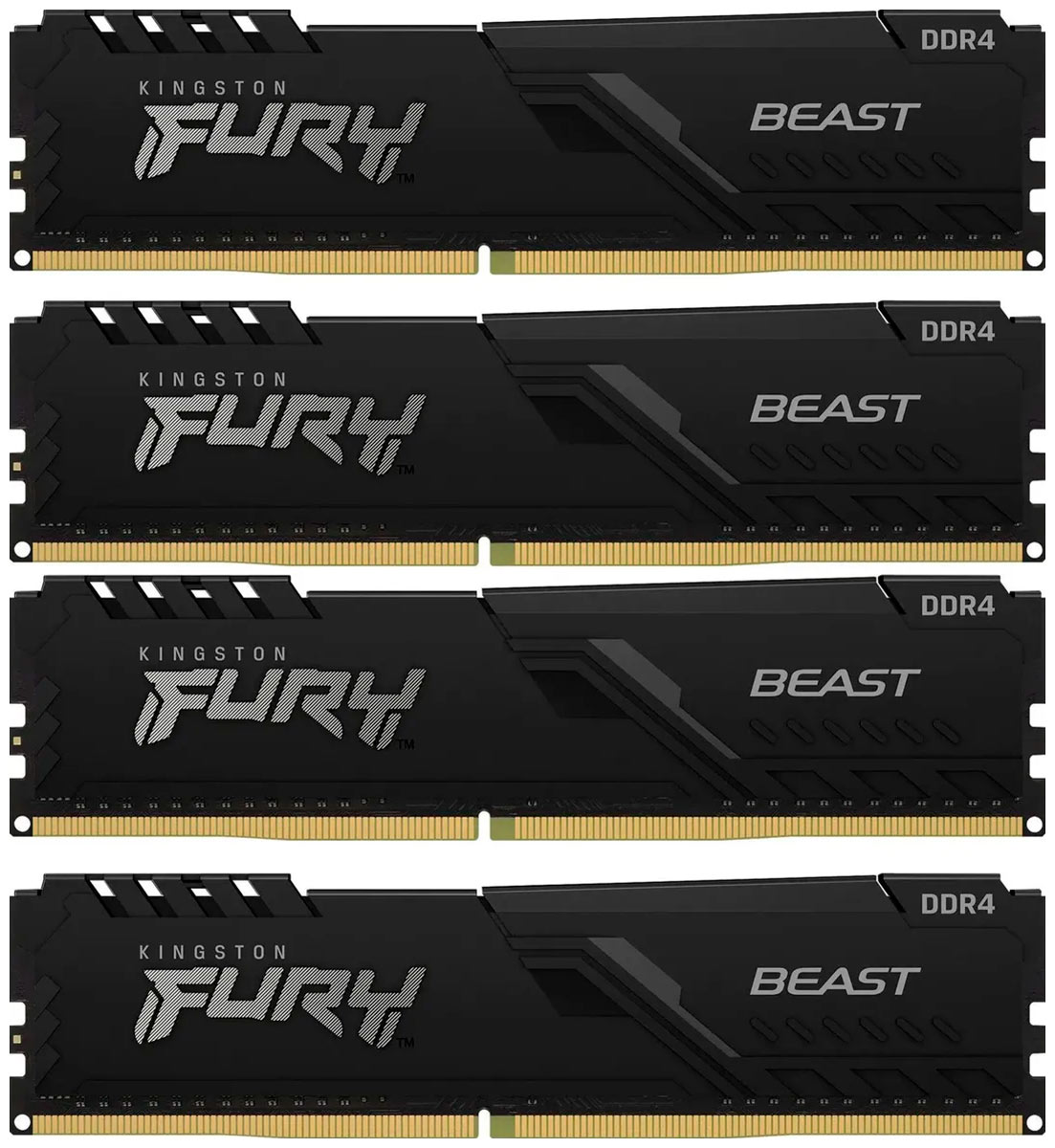 Изображение товара Оперативная память Kingston DDR4 32GB (4x8GB) 3200MHz FURY Beast Black KF432C16BBK4/32