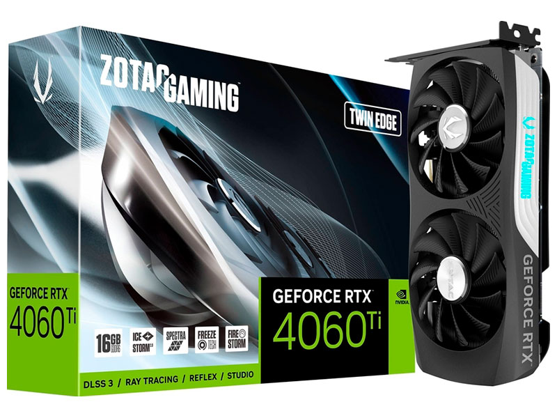 Видеокарта Zotac GeForce RTX 4060 Ti GAMING Twin Edge 16GB (ZT-D40620E-10M) Видеокарта Zotac GeForce RTX 4060 Ti GAMING Twin Edge 16GB (ZT-D40620E-10M)