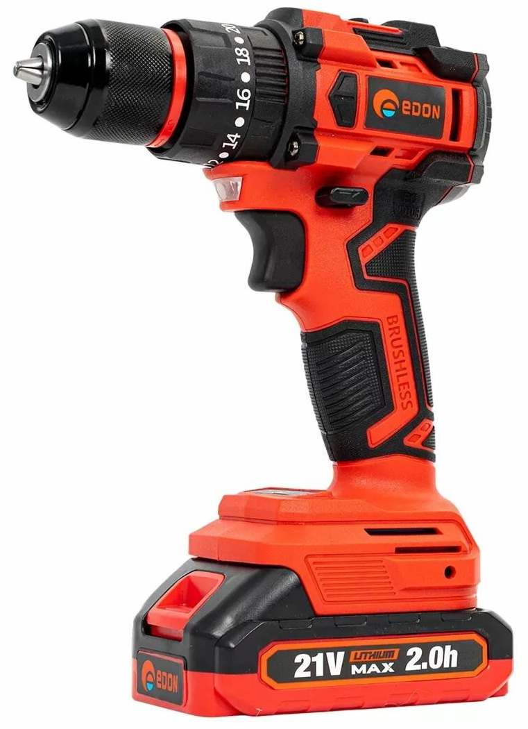 Изображение товара Аккумуляторная дрель-шуруповерт Edon UAD-21PBL с ударным механизмом