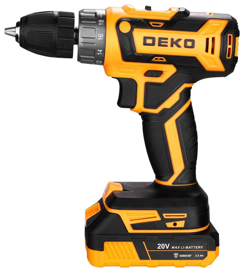 Изображение товара Дрель-шуруповерт Deko GCD20DU PRO 20В комплект с 63 инструментами и кейсом