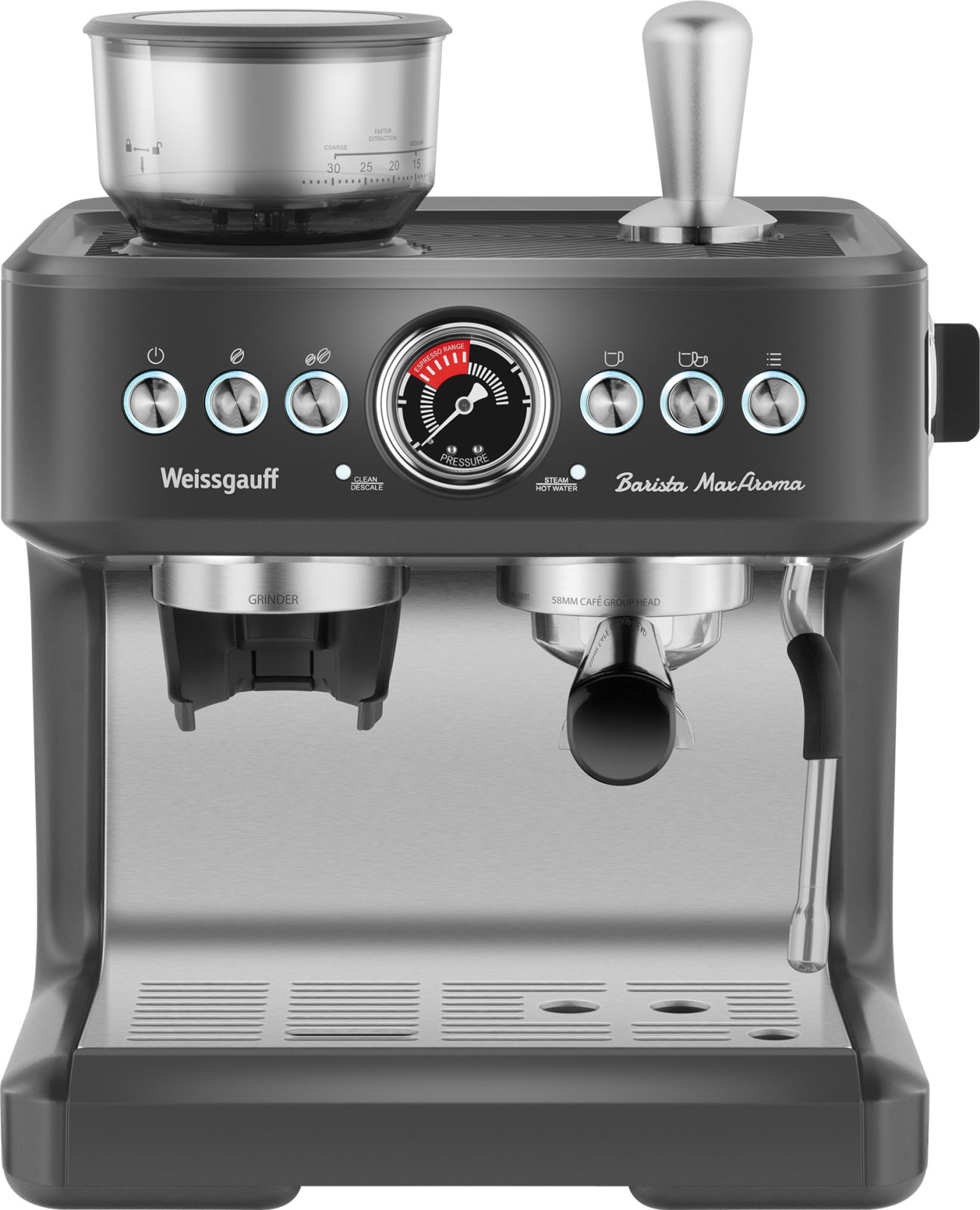 Изображение товара Кофейная станция Weissgauff WCM 685 MaxAroma Pro Inox кофемашина