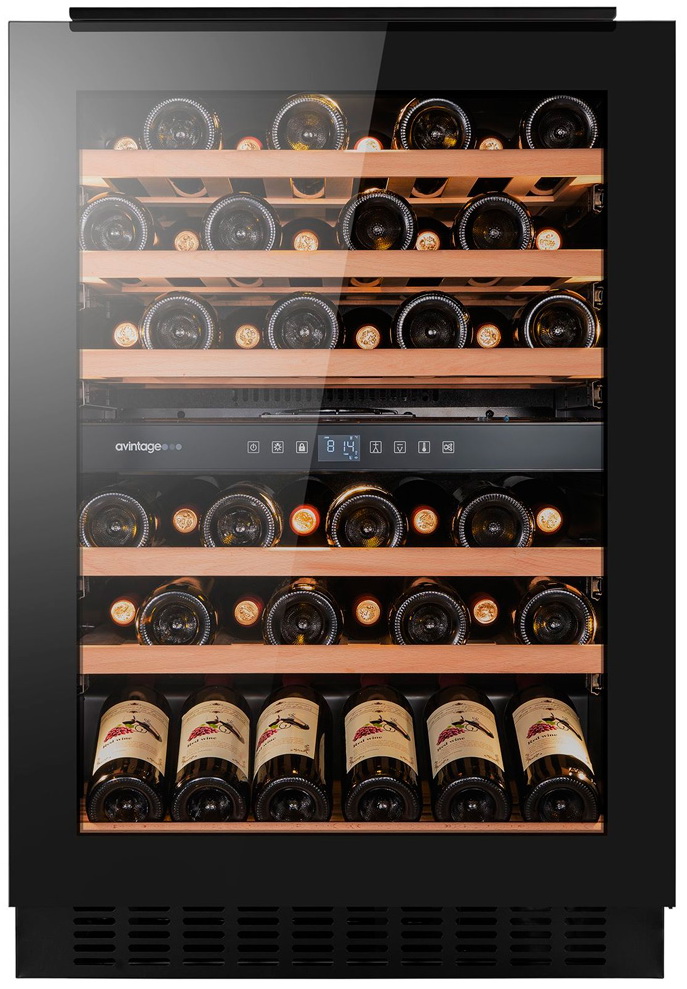 Изображение товара Встраиваемый винный шкаф Avintage AVU61D88 с двумя зонами охлаждения и УФ-фильтром